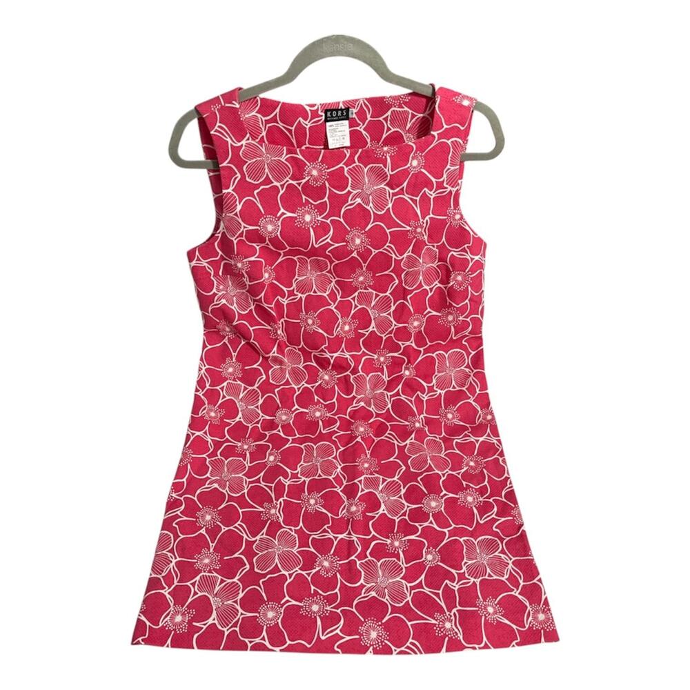 Michael Kors Dress Womens 10 Pink Floral Cotton Sleeveless Shift Italy Summer